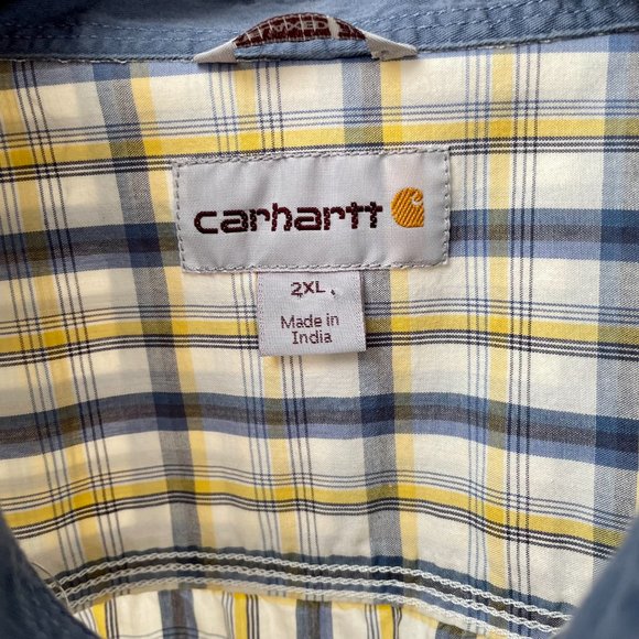 Carhartt Plaid Button Up Short Sleeve Work Shirt, size 2XL - Picture 3 of 7